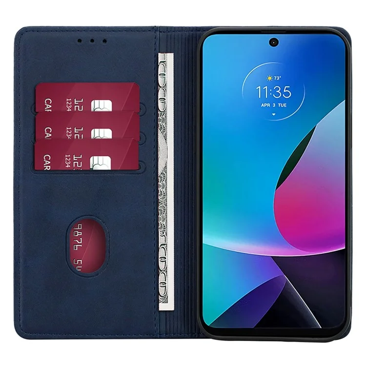 Funda de cuero con tapa y soporte para Motorola Moto G14 4G - Zafiro