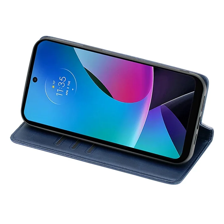 Funda de cuero con tapa y soporte para Motorola Moto G14 4G - Zafiro