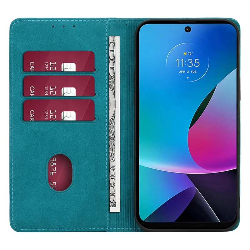 For Motorola Moto G14 4G Case Wallet Stand Calf Texture Leather Cover - Baby Blue