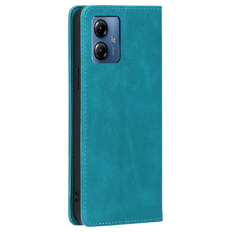 For Motorola Moto G14 4G Case Wallet Stand Calf Texture Leather Cover - Baby Blue