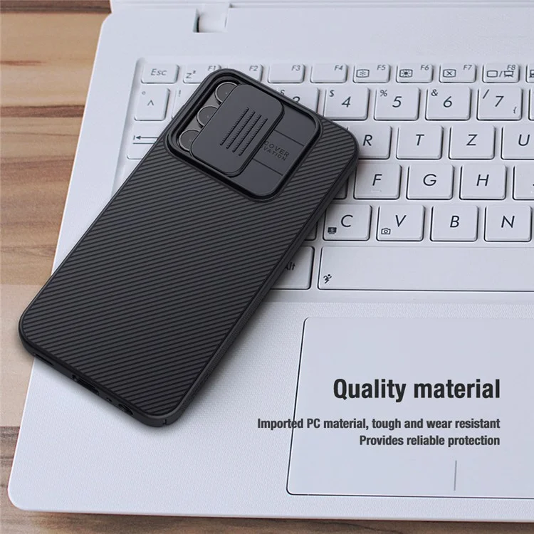 NILLKIN CamShield pour Samsung Galaxy A15 5G / 4G Étui Slim-Fit Hard PC Coque de Téléphone avec Protecteur d'Objectif Coulissant - Noir