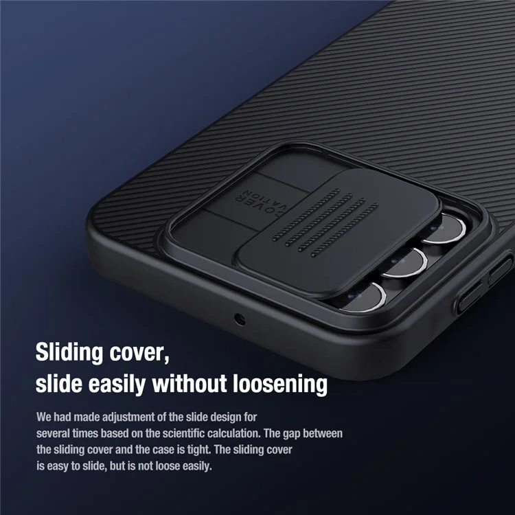 NILLKIN CamShield pour Samsung Galaxy A15 5G / 4G Étui Slim-Fit Hard PC Coque de Téléphone avec Protecteur d'Objectif Coulissant - Noir