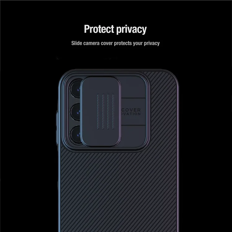 NILLKIN CamShield pour Samsung Galaxy A15 5G / 4G Étui Slim-Fit Hard PC Coque de Téléphone avec Protecteur d'Objectif Coulissant - Noir