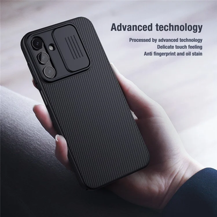 NILLKIN CamShield pour Samsung Galaxy A15 5G / 4G Étui Slim-Fit Hard PC Coque de Téléphone avec Protecteur d'Objectif Coulissant - Noir