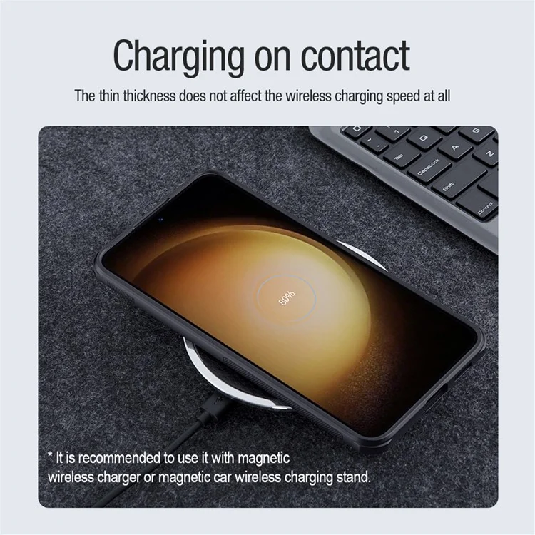 NILLKIN Frosted Shield Pro for Samsung Galaxy S24 Phone Case Compatible with MagSafe - Black
