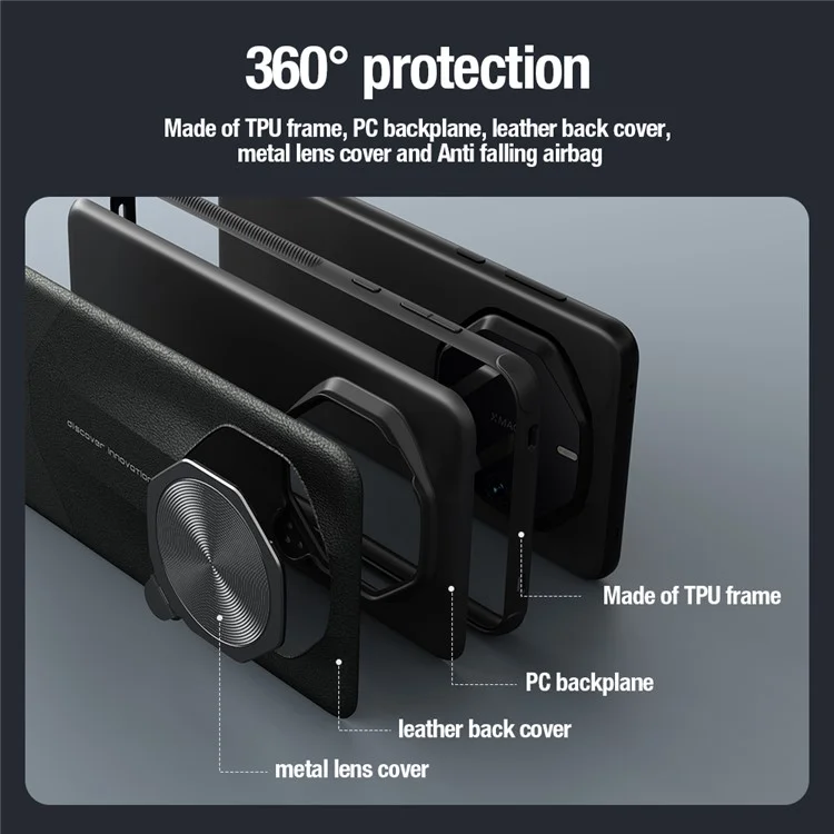 NILLKIN CamShield Prop Para Huawei Mate 60 RS Ultimate Case Soporte Funda Protectora para Teléfono - Negro
