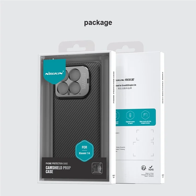 NILLKIN CamShield Prop Series for Xiaomi 14 Phone Case Camera Protection Kickstand Cover - Black