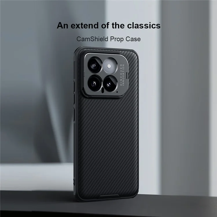 NILLKIN CamShield Prop Series for Xiaomi 14 Phone Case Camera Protection Kickstand Cover - Black