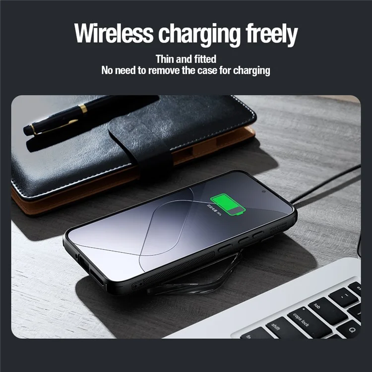 NILLKIN CamShield Prop For Xiaomi 14 Pro Case Leather+PC+TPU Phone Cover - Black