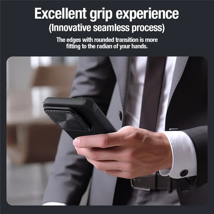 NILLKIN CamShield Prop For Xiaomi 14 Pro Case Leather+PC+TPU Phone Cover - Black