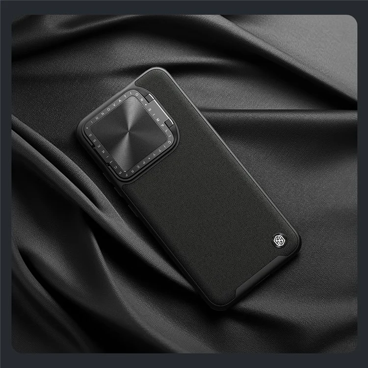 NILLKIN CamShield Prop For Xiaomi 14 Pro Case Leather+PC+TPU Phone Cover - Black