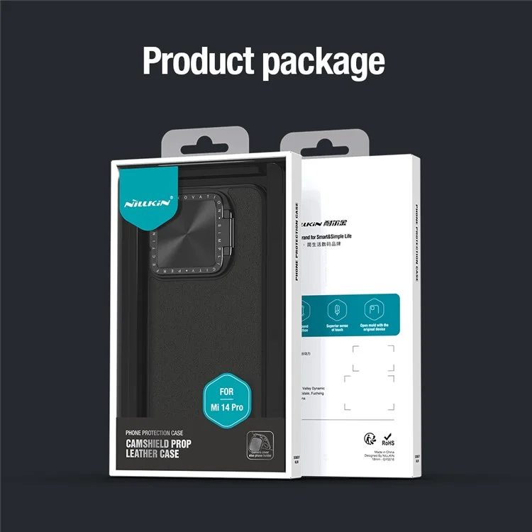 NILLKIN CamShield Prop For Xiaomi 14 Pro Case Leather+PC+TPU Phone Cover - Black
