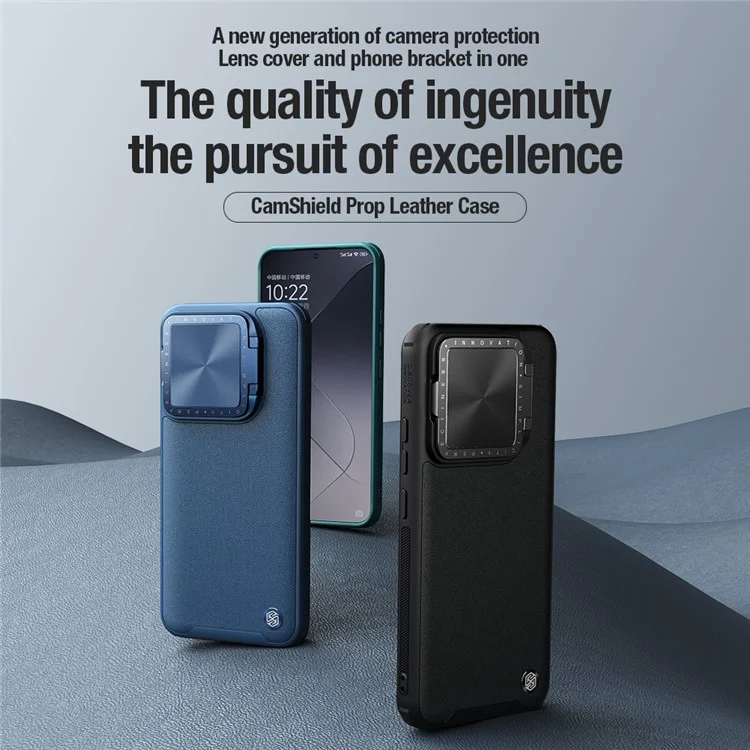 NILLKIN CamShield Prop For Xiaomi 14 Pro Case Leather+PC+TPU Phone Cover - Black