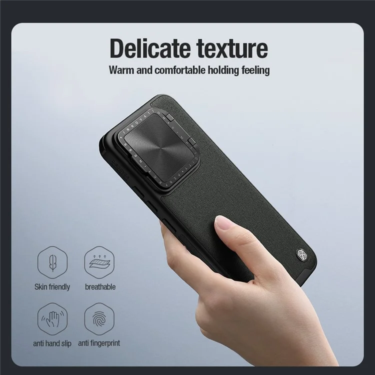 NILLKIN CamShield Prop For Xiaomi 14 Pro Case Leather+PC+TPU Phone Cover - Black