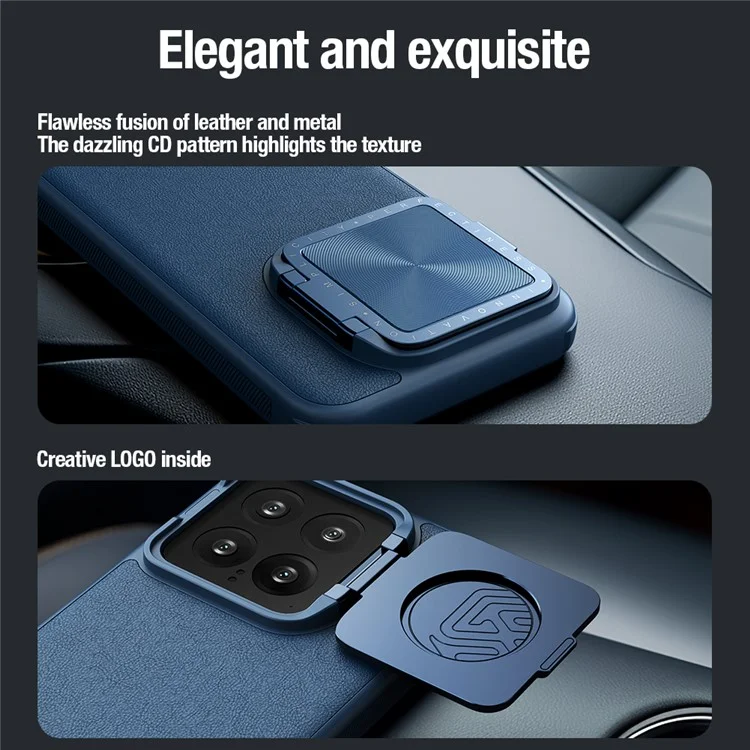 NILLKIN CamShield Prop For Xiaomi 14 Pro Case Leather+PC+TPU Phone Cover - Black
