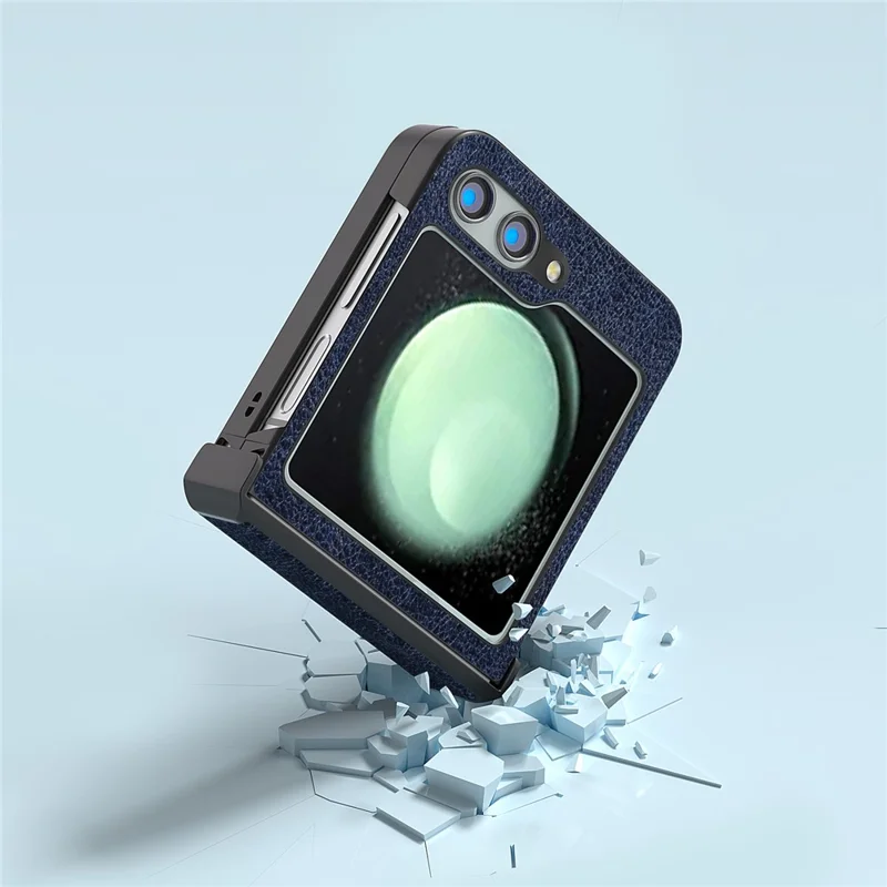 ABEEL For Samsung Galaxy Z Flip5 5G Case Hinge Design Retro Leather+PC Phone Cover - Blue