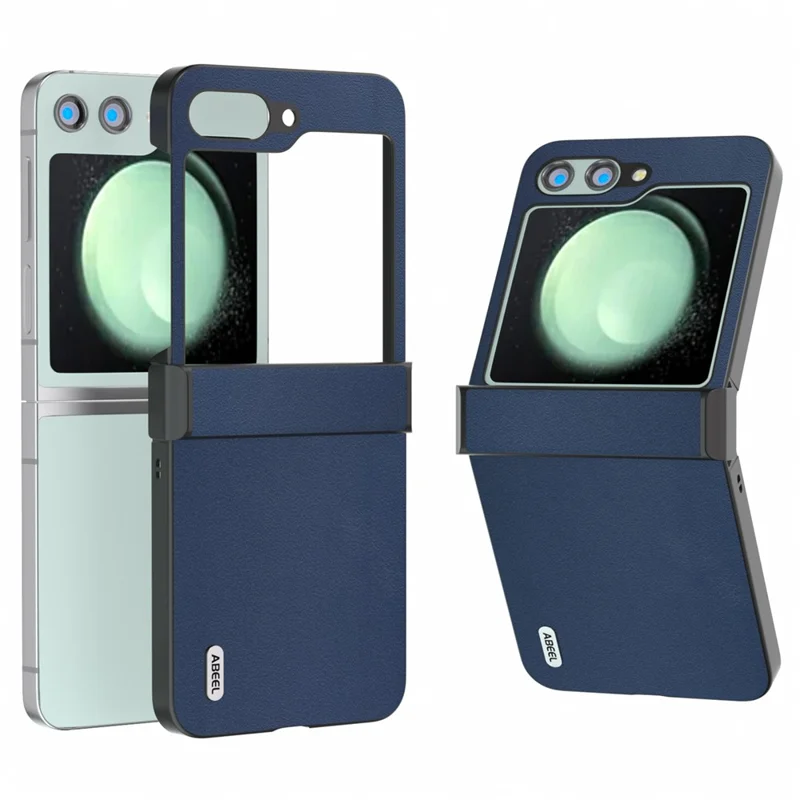 ABEEL For Samsung Galaxy Z Flip5 5G Phone Case Nappa Texture Hinge Protection Anti-Drop Cover - Blue