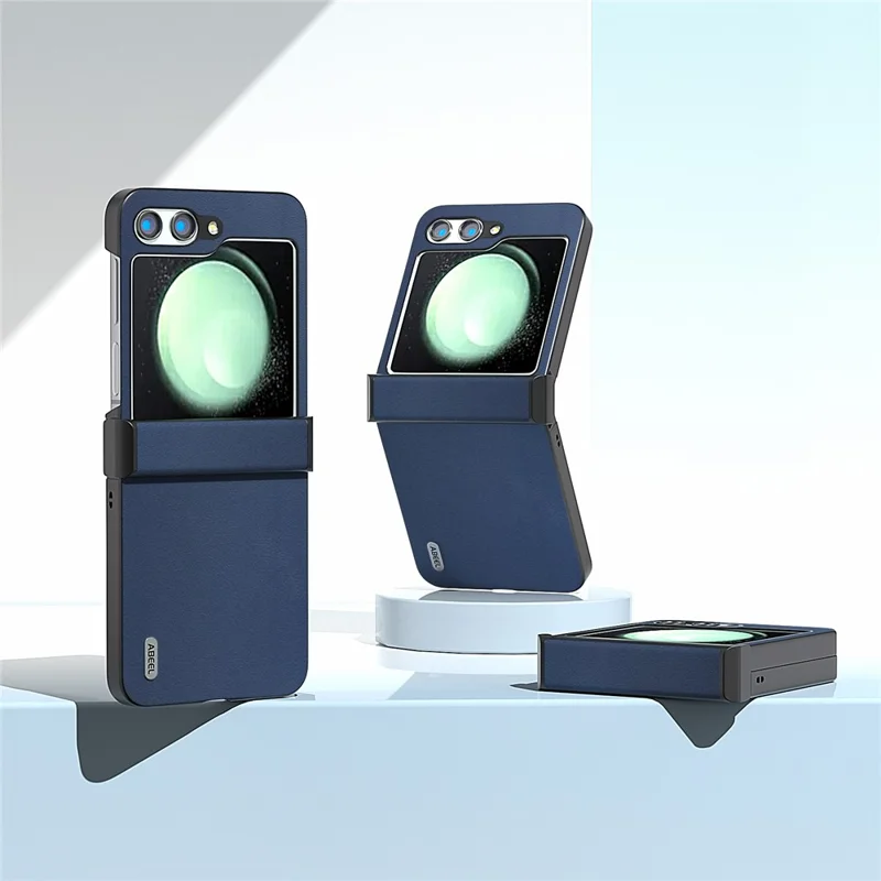 ABEEL For Samsung Galaxy Z Flip5 5G Phone Case Nappa Texture Hinge Protection Anti-Drop Cover - Blue