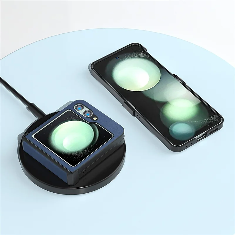 ABEEL For Samsung Galaxy Z Flip5 5G Phone Case Nappa Texture Hinge Protection Anti-Drop Cover - Blue