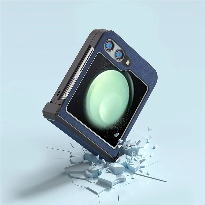ABEEL For Samsung Galaxy Z Flip5 5G Phone Case Nappa Texture Hinge Protection Anti-Drop Cover - Blue