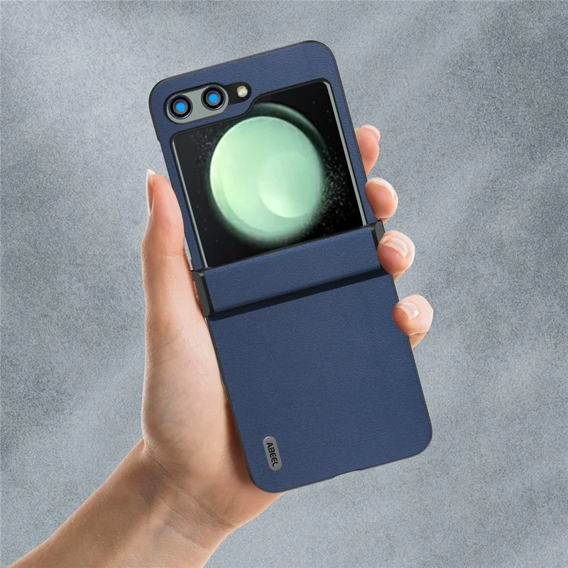 ABEEL For Samsung Galaxy Z Flip5 5G Phone Case Nappa Texture Hinge Protection Anti-Drop Cover - Blue