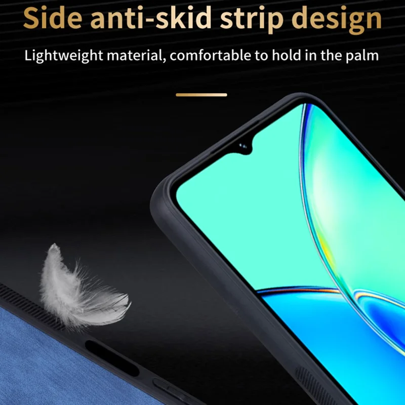 AZNS Para vivo Y17s 4G Case Anti-queda Padrão Impresso Capa de Telefone de Couro PU+TPU - Marrom