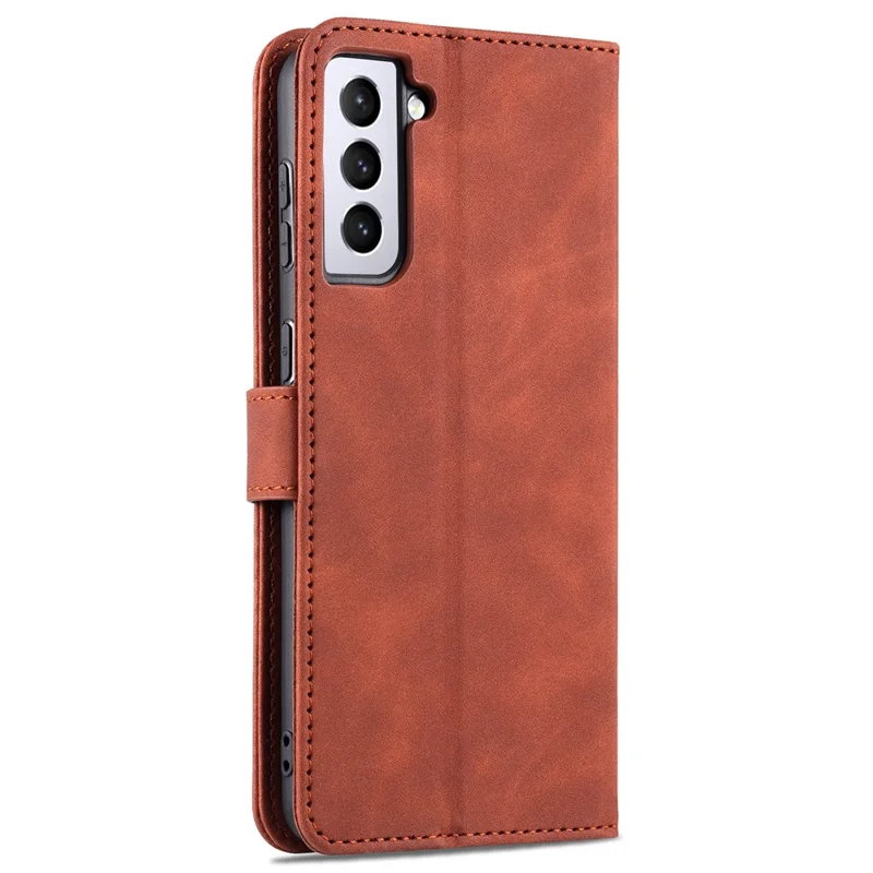 AZNS For Samsung Galaxy S24 Cell Phone Case Wallet Stand PU Leather Shell Phone Cover - Brown
