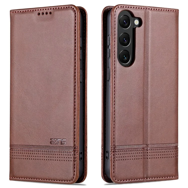 AZNS For Samsung Galaxy S24+ Case Scratch-resistant PU Leather+TPU Stand Phone Protector - Coffee