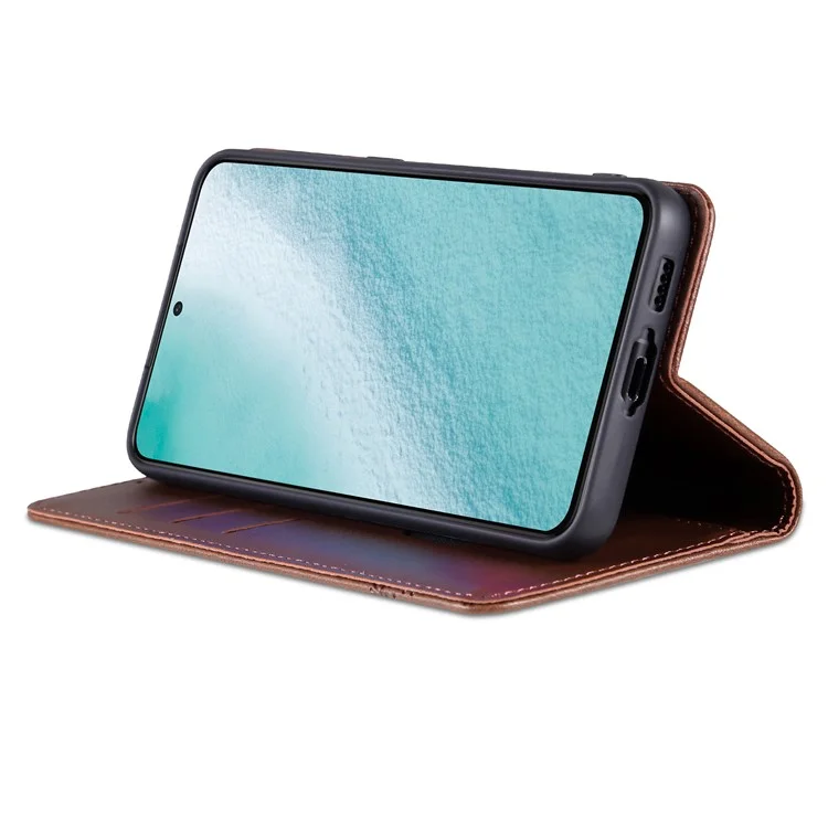 AZNS For Samsung Galaxy S24+ Case Scratch-resistant PU Leather+TPU Stand Phone Protector - Coffee