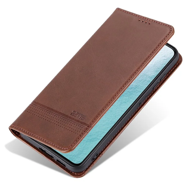 AZNS For Samsung Galaxy S24+ Case Scratch-resistant PU Leather+TPU Stand Phone Protector - Coffee