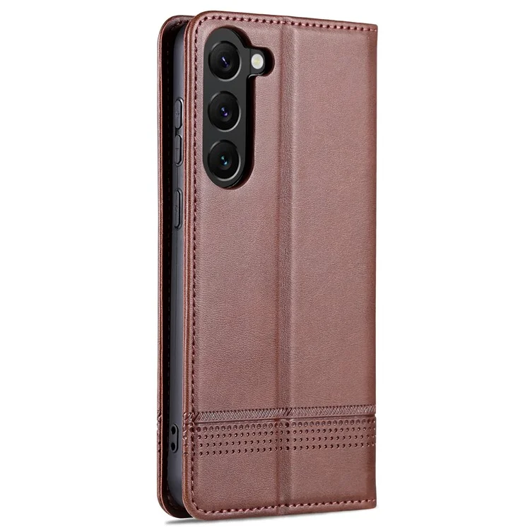 AZNS For Samsung Galaxy S24+ Case Scratch-resistant PU Leather+TPU Stand Phone Protector - Coffee
