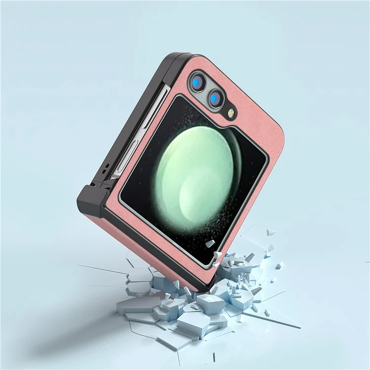 ABEEL Für Samsung Galaxy Z Flip5 5G Handyhülle PU Leder+PC Scharnier-Design Cover - Pink