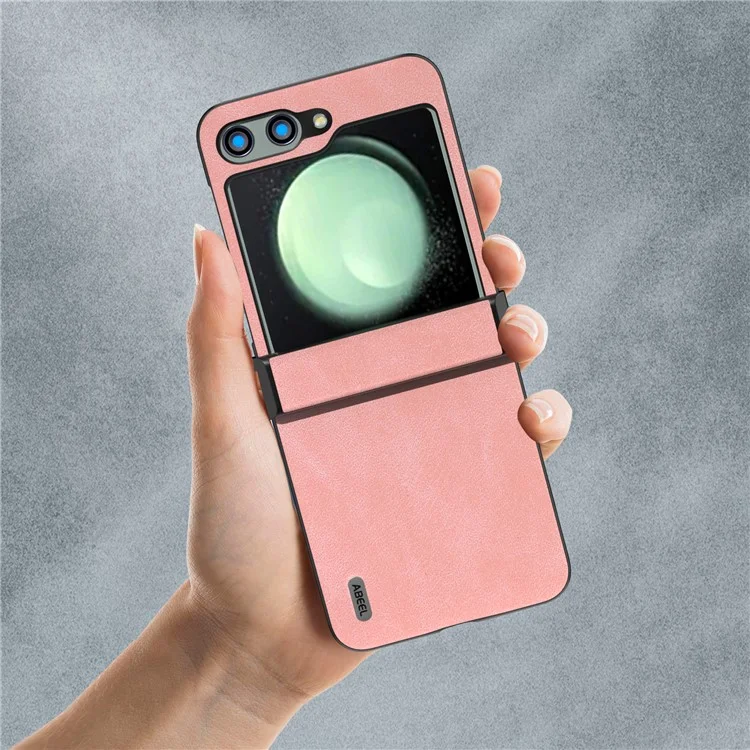 ABEEL Für Samsung Galaxy Z Flip5 5G Handyhülle PU Leder+PC Scharnier-Design Cover - Pink