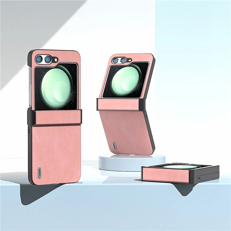 ABEEL Für Samsung Galaxy Z Flip5 5G Handyhülle PU Leder+PC Scharnier-Design Cover - Pink