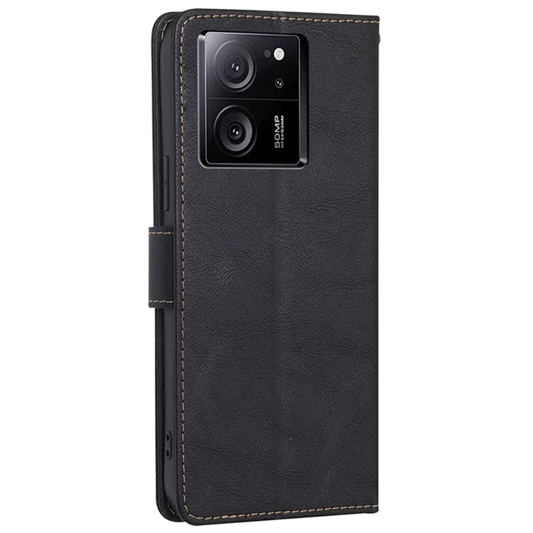 Для Xiaomi Redmi K60 Ultra / 13T / 13T Pro Чехол Противоударный ПУ-кожа Текстура под кожу коровы Чехол-бумажник для телефона - Черный