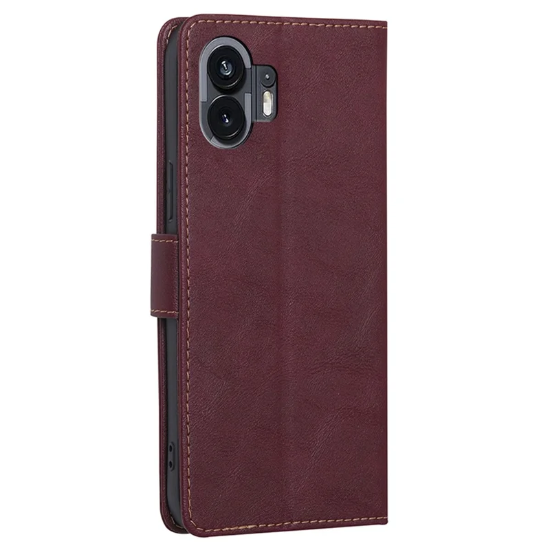 For Nothing Phone (2) Case Anti-fall PU Leather RFID Blocking Stand Cell Phone Cover - Wine Red
