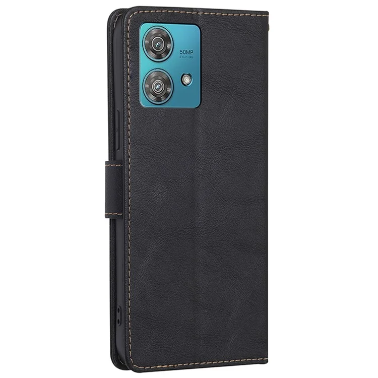 Pour Motorola Edge 40 Neo 5G Étui Texture Cuir de Vache Blocage RFID Support Coque de Téléphone - Noir