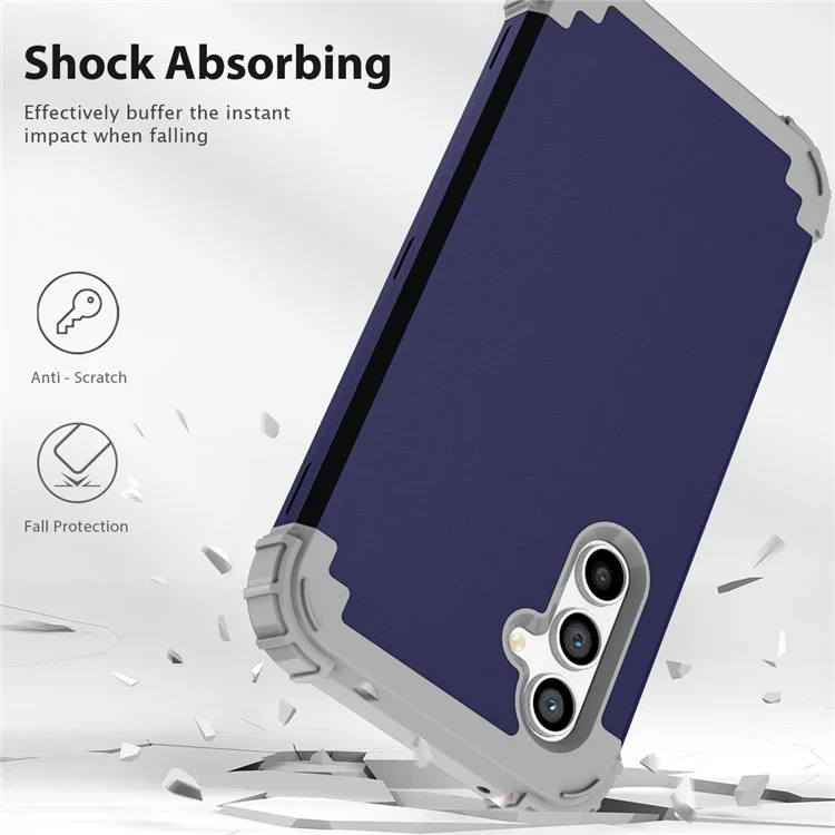 L-Style Per Samsung Galaxy S23 FE Custodia PC + TPU Anti-Caduta Cover per Telefono - Blu Navy + Grigio Scuro