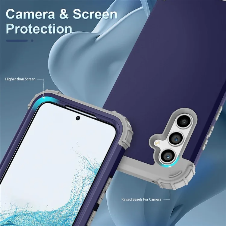 L-Style Per Samsung Galaxy S23 FE Custodia PC + TPU Anti-Caduta Cover per Telefono - Blu Navy + Grigio Scuro