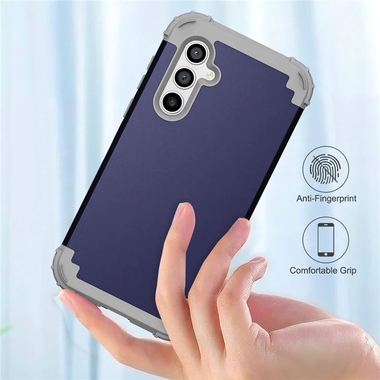 L-Style Per Samsung Galaxy S23 FE Custodia PC + TPU Anti-Caduta Cover per Telefono - Blu Navy + Grigio Scuro