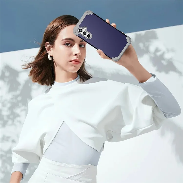 L-Style Per Samsung Galaxy S23 FE Custodia PC + TPU Anti-Caduta Cover per Telefono - Blu Navy + Grigio Scuro