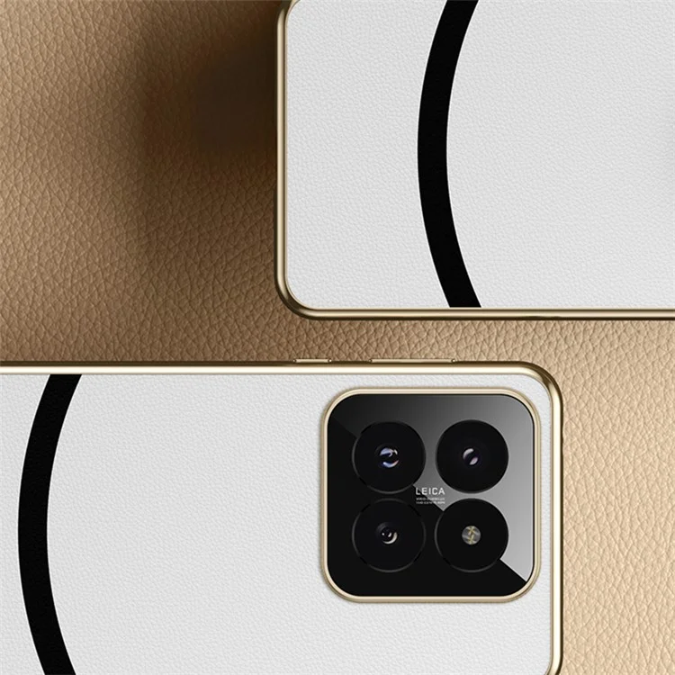 For Xiaomi 14 Phone Case PU Leather+TPU Protective Electroplating Cover - White