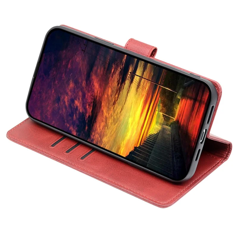 For Sony Xperia 5 V Case Calf Texture PU Leather Stand Wallet Phone Shell - Red