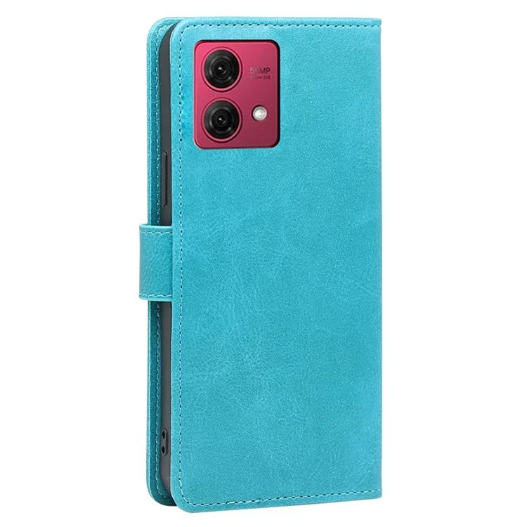 For Motorola Moto G84 5G Case Calf Texture PU Leather Folio Flip Phone Shell - Baby Blue