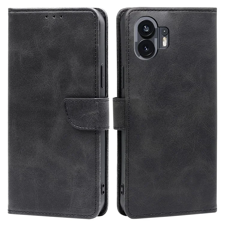 Pour Nothing Phone (2) Étui Résistant aux rayures Texture de veau PU Cuir Coque de téléphone - Noir