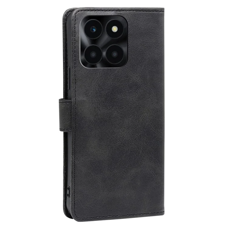 For Honor X6a 4G Case Calf Texture PU Leather Shockproof Phone Shell - Black