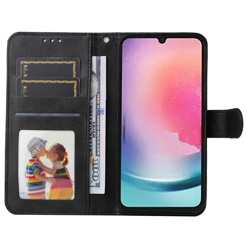 Für Samsung Galaxy A25 5G (Global) (161,0 x 76,5 x 8,3 mm) Hülle Pu-Leder Magnetverschluss Handyhülle - Schwarz