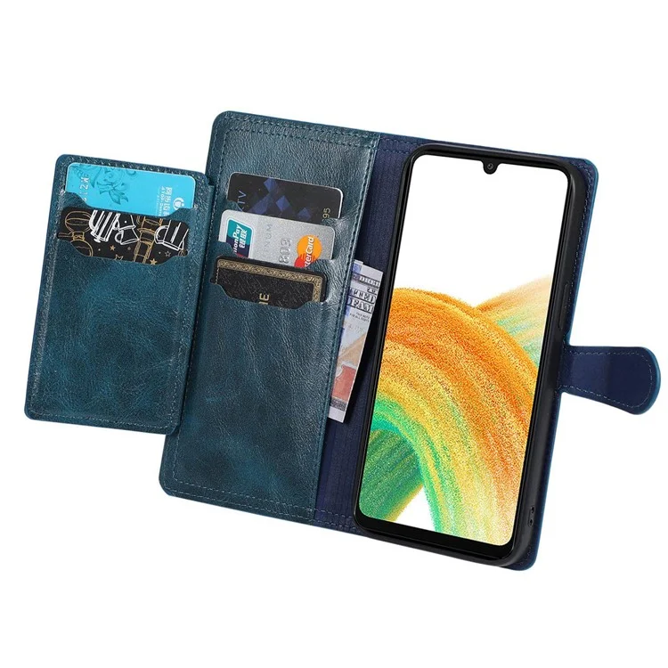Für Samsung Galaxy S23 FE Hülle Slim-Fit PU-Leder Reißverschlusstasche Flip-Ständer Handyhülle - Blau