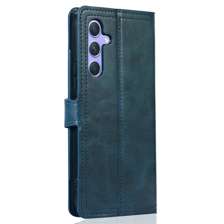 Für Samsung Galaxy S23 FE Hülle Slim-Fit PU-Leder Reißverschlusstasche Flip-Ständer Handyhülle - Blau