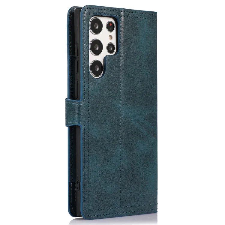 Funda para Samsung Galaxy S24 Ultra Zipper Pocket PU Leather Wallet Stand Phone Cover - Azul